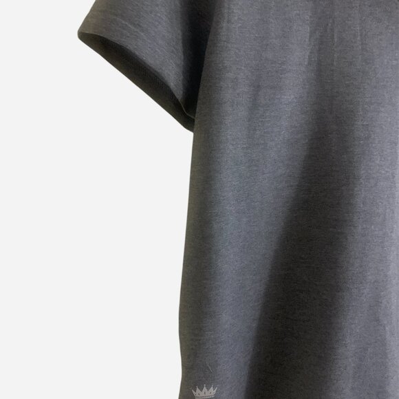 Gray Curved Hem Short Sleeve Stretch Henley Sz Sm - Picture 3 of 4